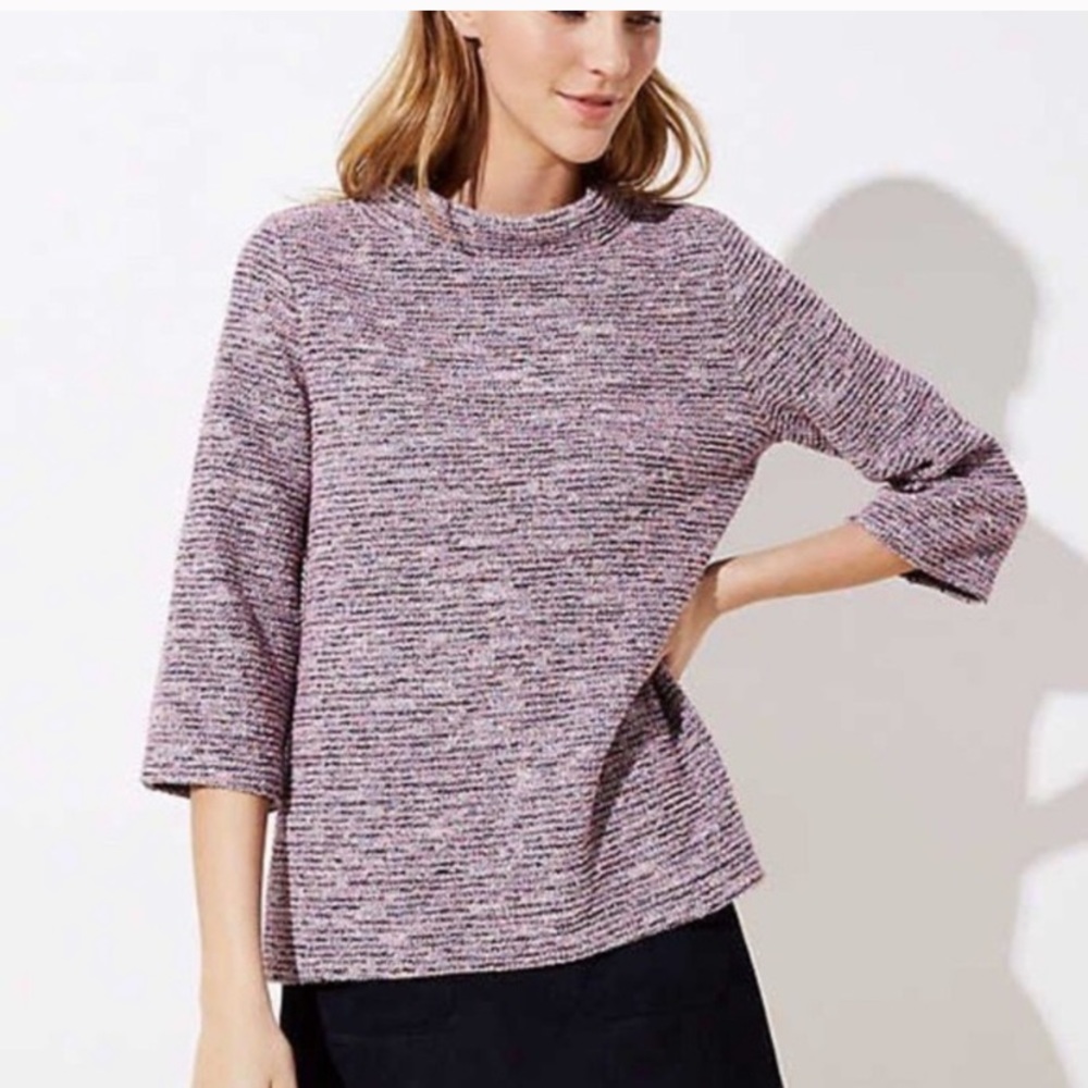 LOFT Funnel Neck Boucle Sweater